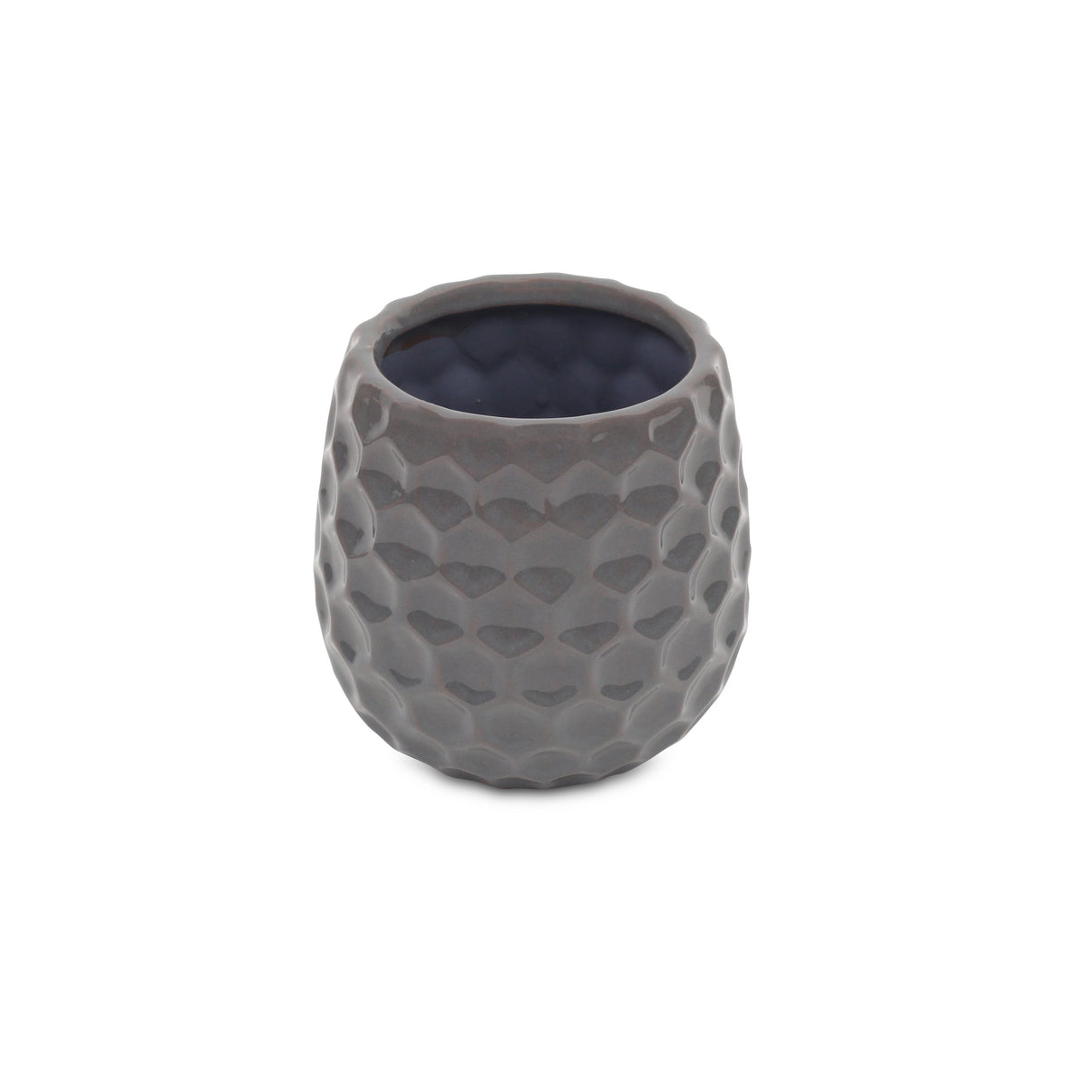 Gray Ceramic 15 Ounce Round Distressed Pot Planter