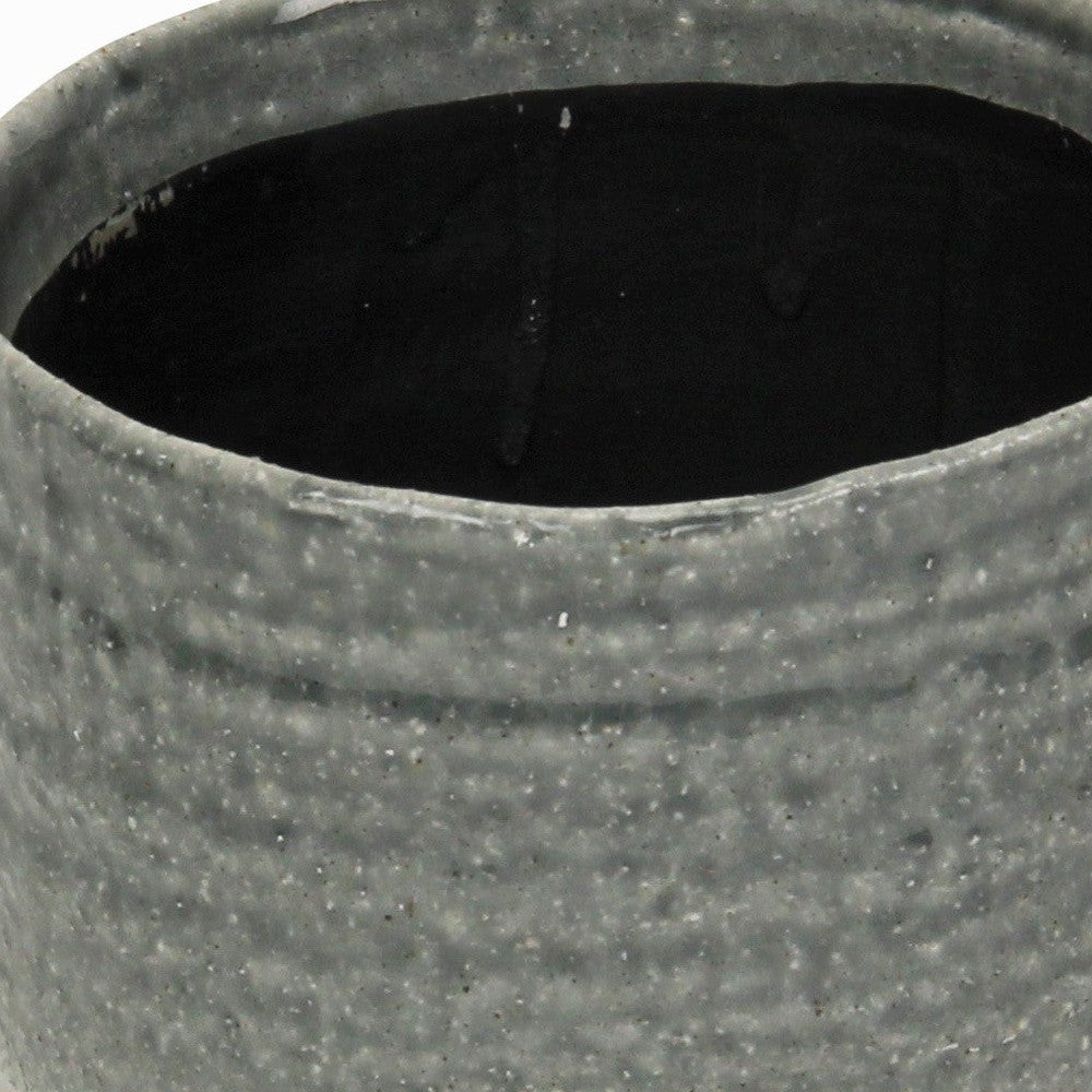 Gray Ceramic 19 Ounce Two Toned Round Distressed Pot Planter