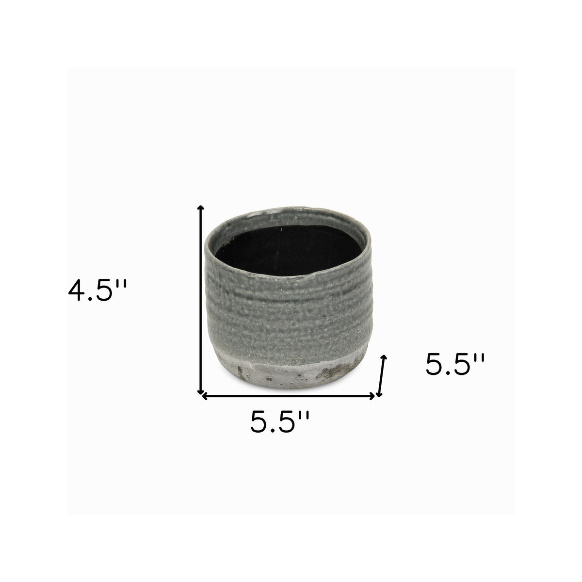 Gray Ceramic 19 Ounce Two Toned Round Distressed Pot Planter