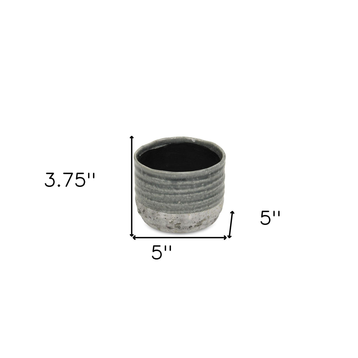 Gray Ceramic 36 Ounce Two Toned Round Distressed Pot Planter