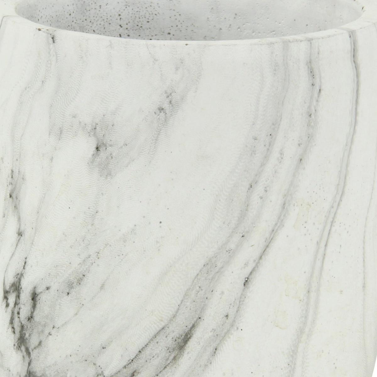 6" White and Gray Marbleized Ceramic Indoor Outdoor Round Pot Planter