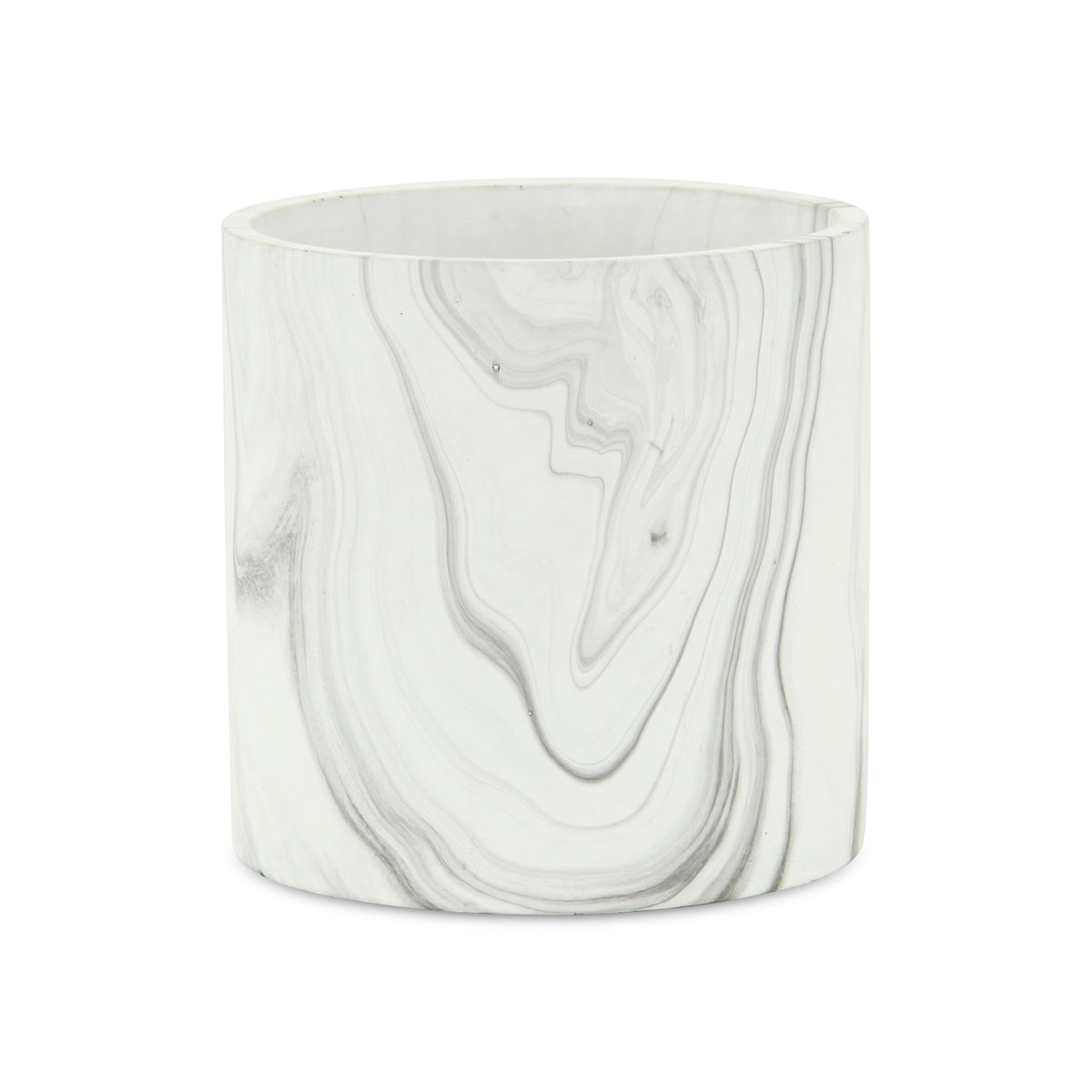 5" White and Gray Marbleized Ceramic Indoor Outdoor Round Pot Planter