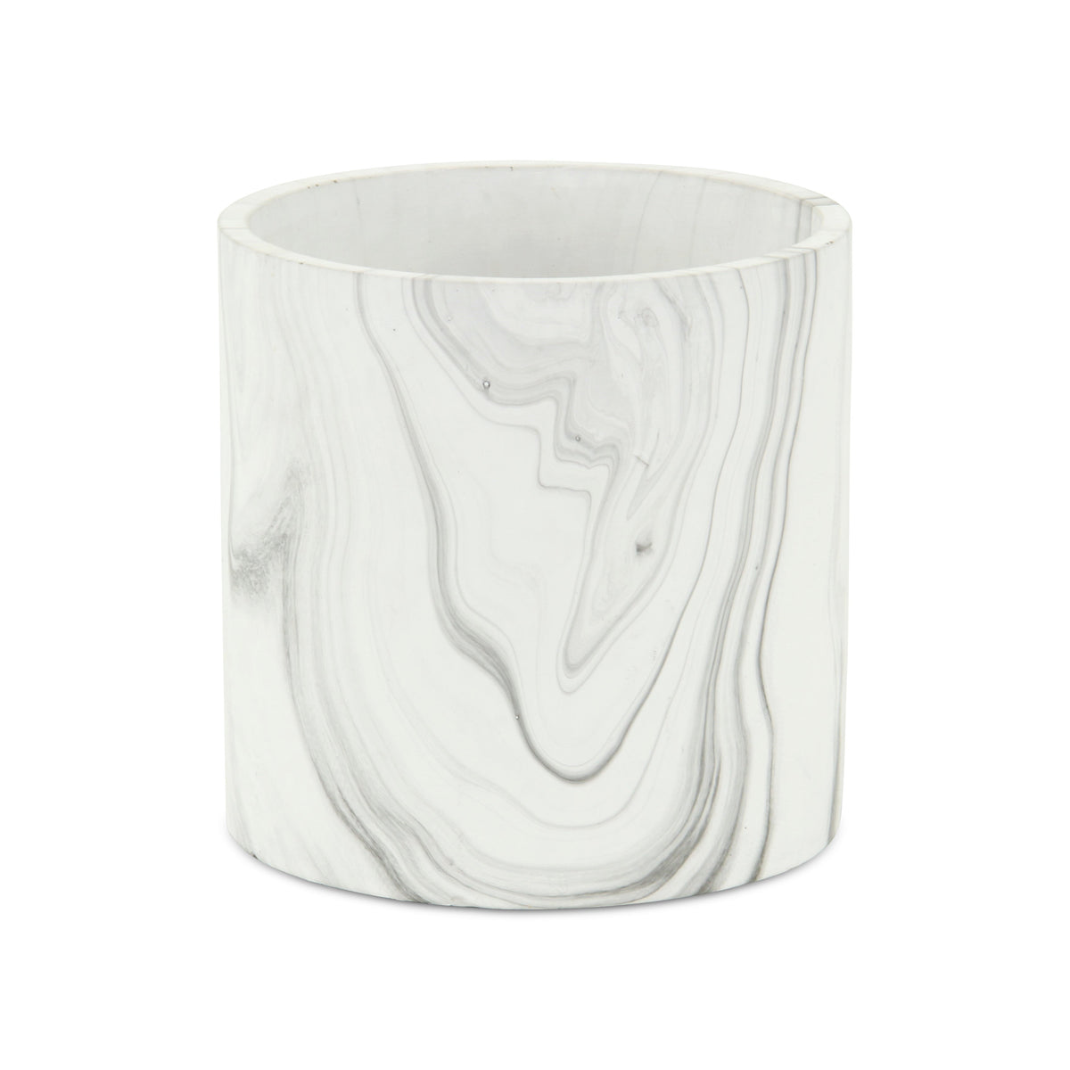 5" White and Gray Marbleized Ceramic Indoor Outdoor Round Pot Planter