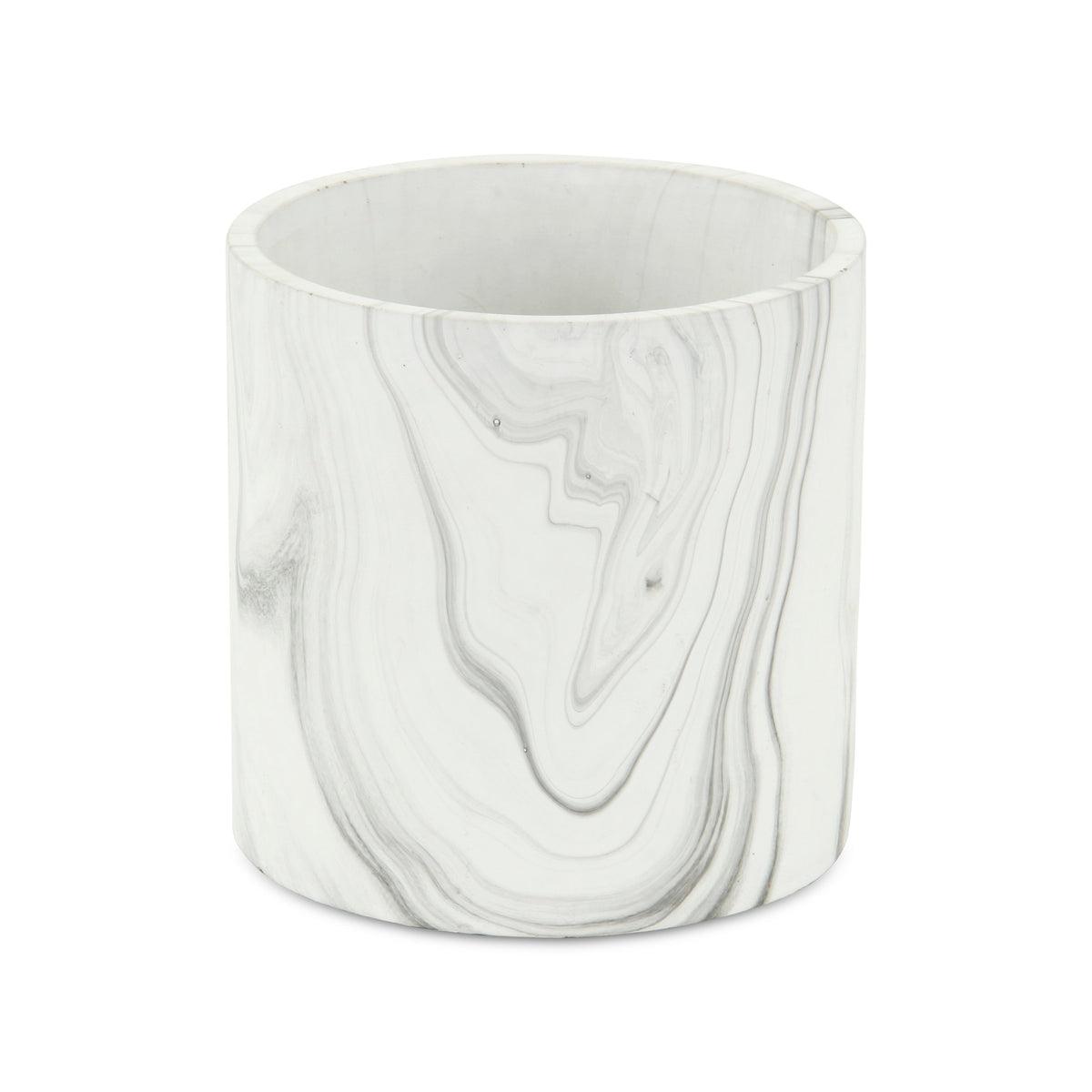5" White and Gray Marbleized Ceramic Indoor Outdoor Round Pot Planter
