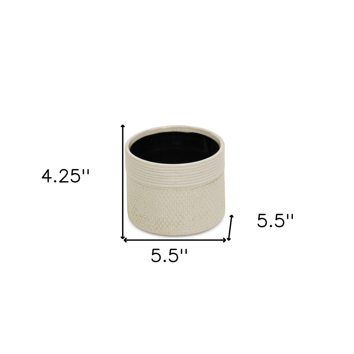 Off White Ceramic 42 Ounce Dotted Round Distressed Pot Planter