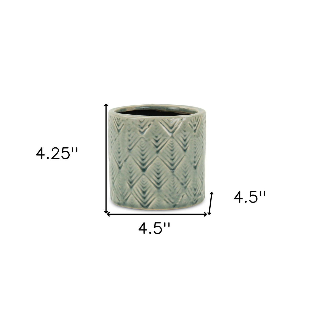Green Ceramic 16 Ounce Geometric Round Distressed Pot Planter