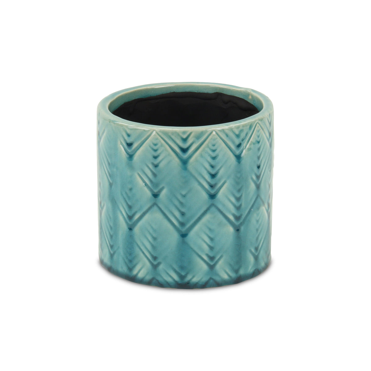 Turquoise Ceramic 22 Ounce Geometric Round Distressed Pot Planter