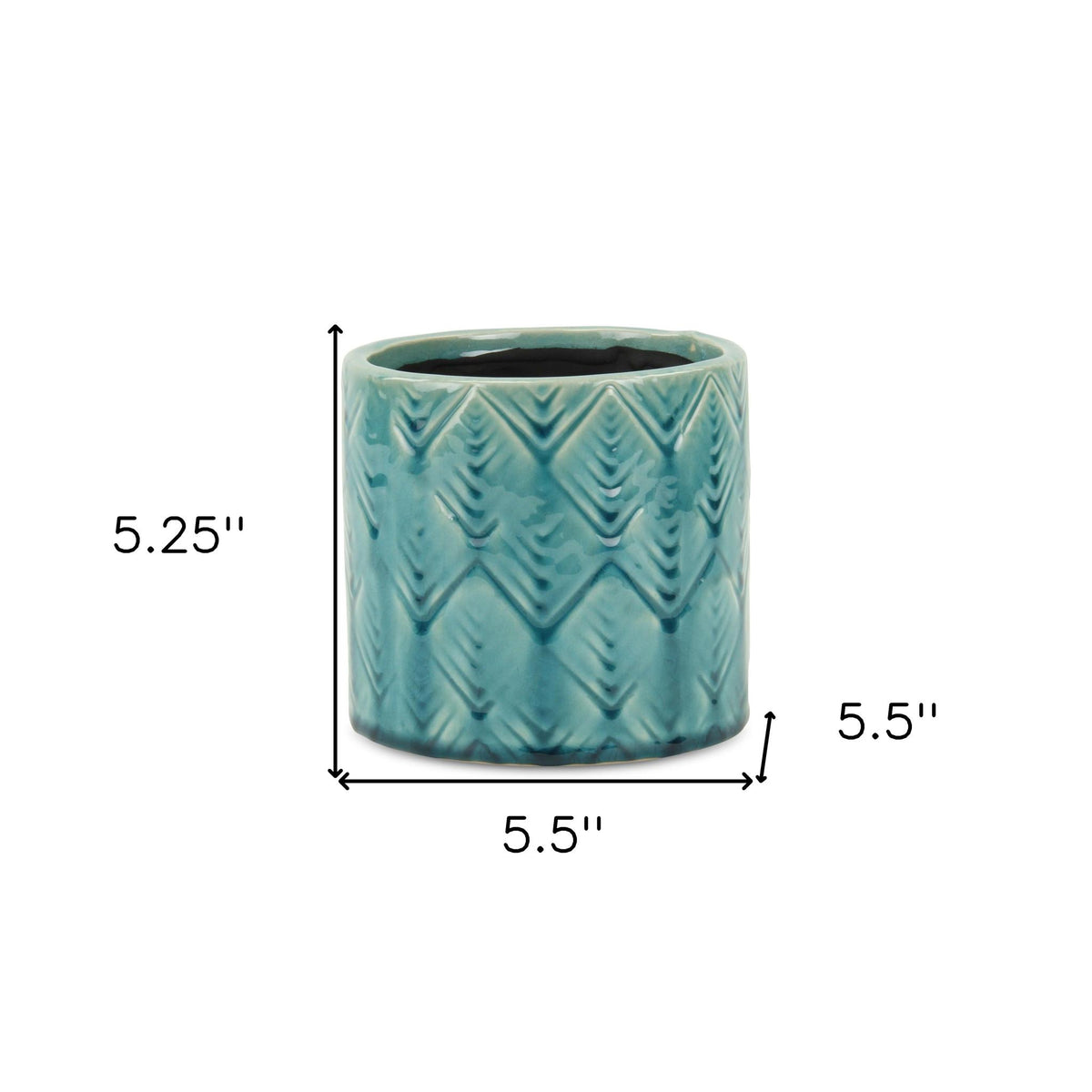 Turquoise Ceramic 22 Ounce Geometric Round Distressed Pot Planter