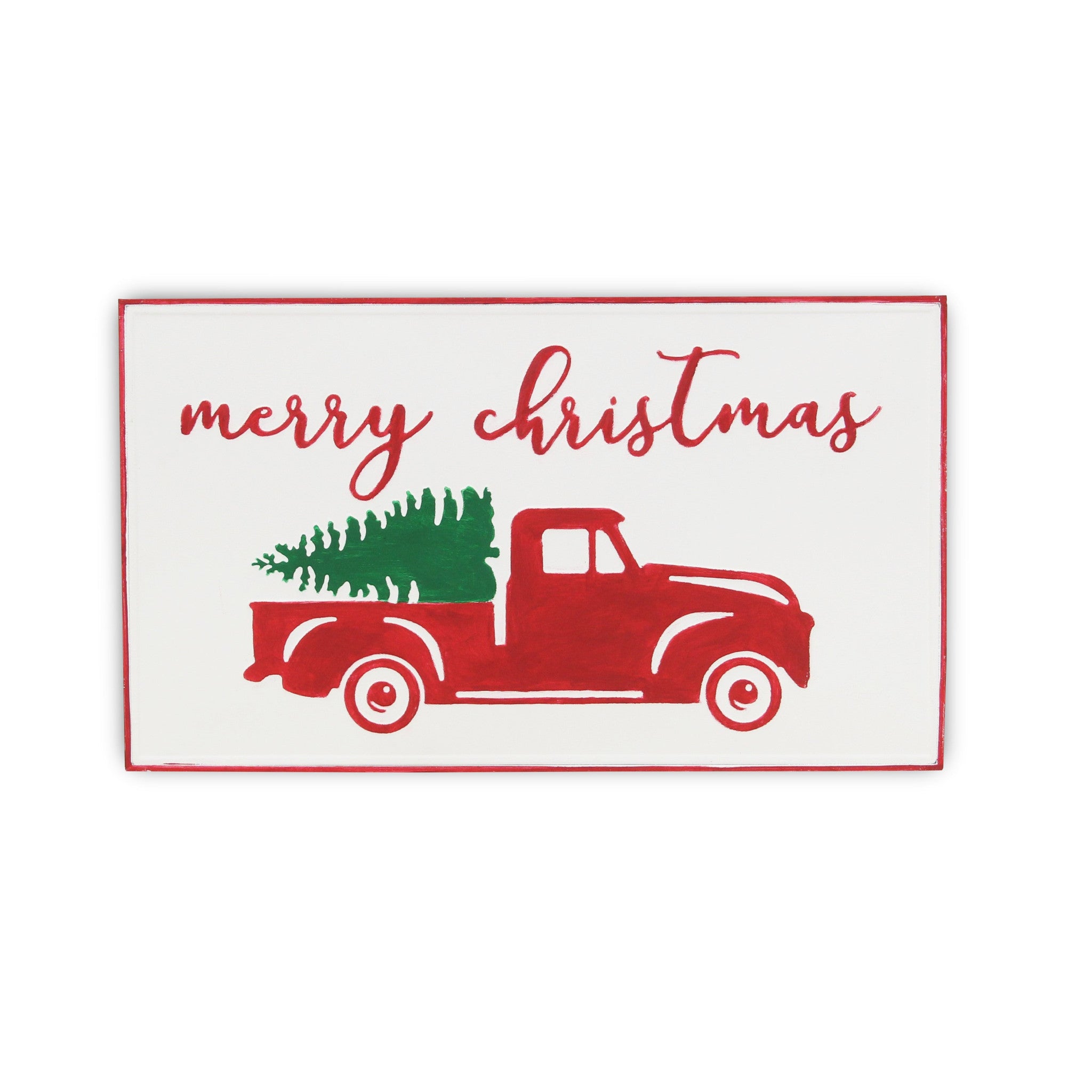 14" X 23" White and Red Handcrafted Merry Christmas Metal Wall Decor