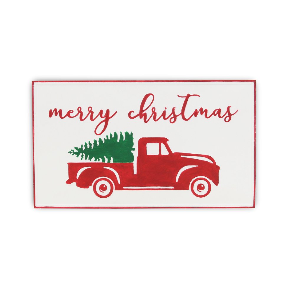 14" X 23" White and Red Handcrafted Merry Christmas Metal Wall Decor