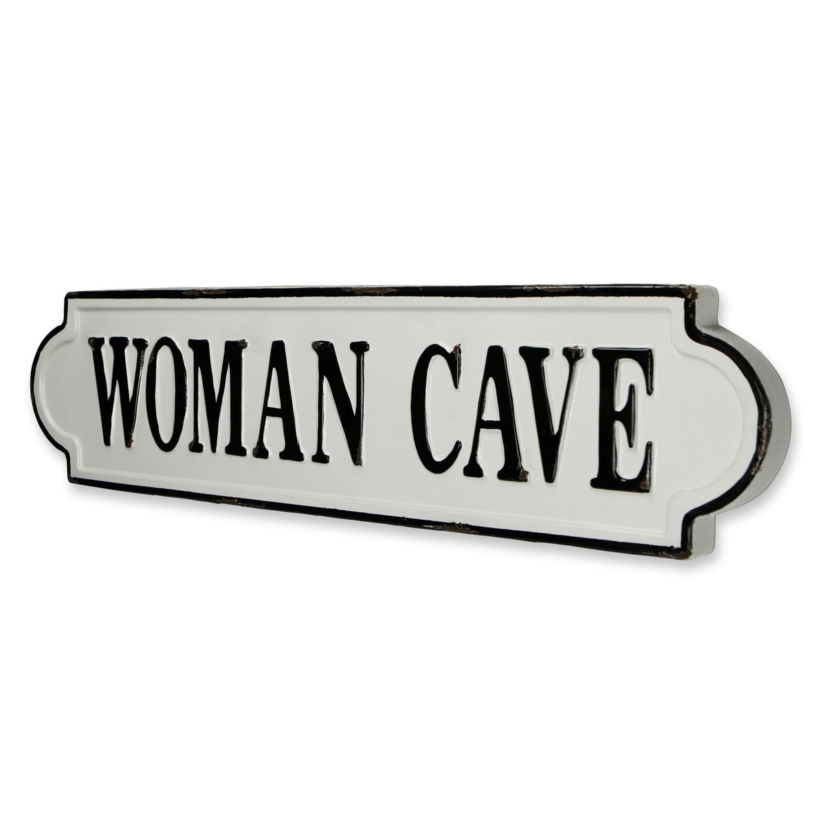 8" X 32" White and Black Woman Cave Metal Wall Decor