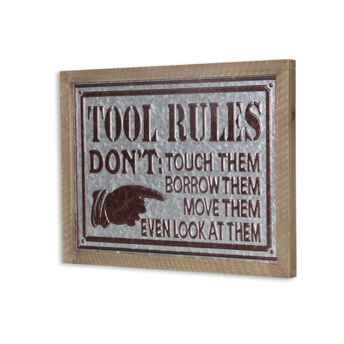 15" X 20" Brown And Gray Tool Rules Wood And Galvanized Metal Wall Decor