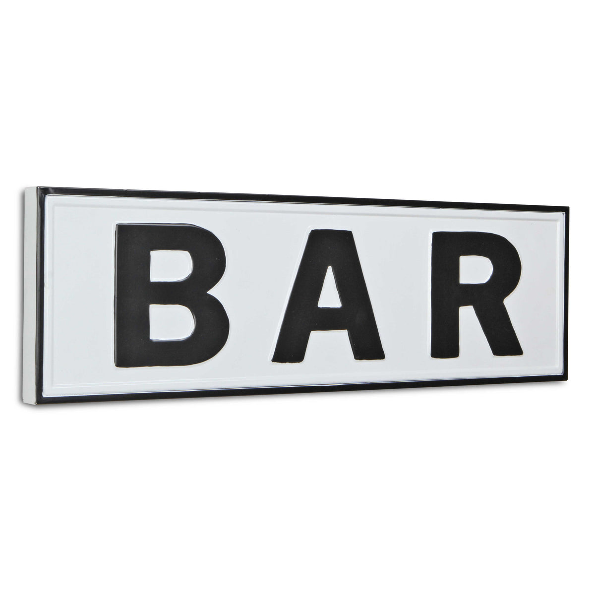 8" X 25" White and Black Handcrafted Bar Metal Wall Decor