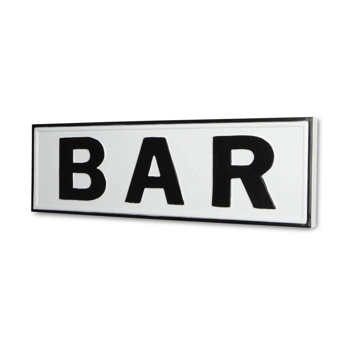 8" X 25" White and Black Handcrafted Bar Metal Wall Decor