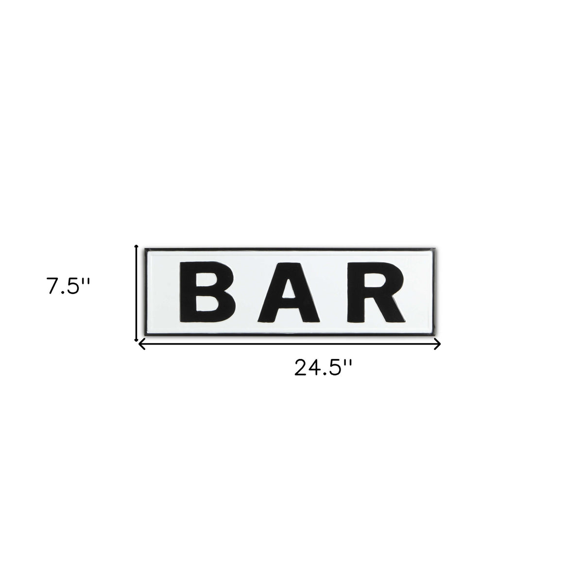 8" X 25" White and Black Handcrafted Bar Metal Wall Decor