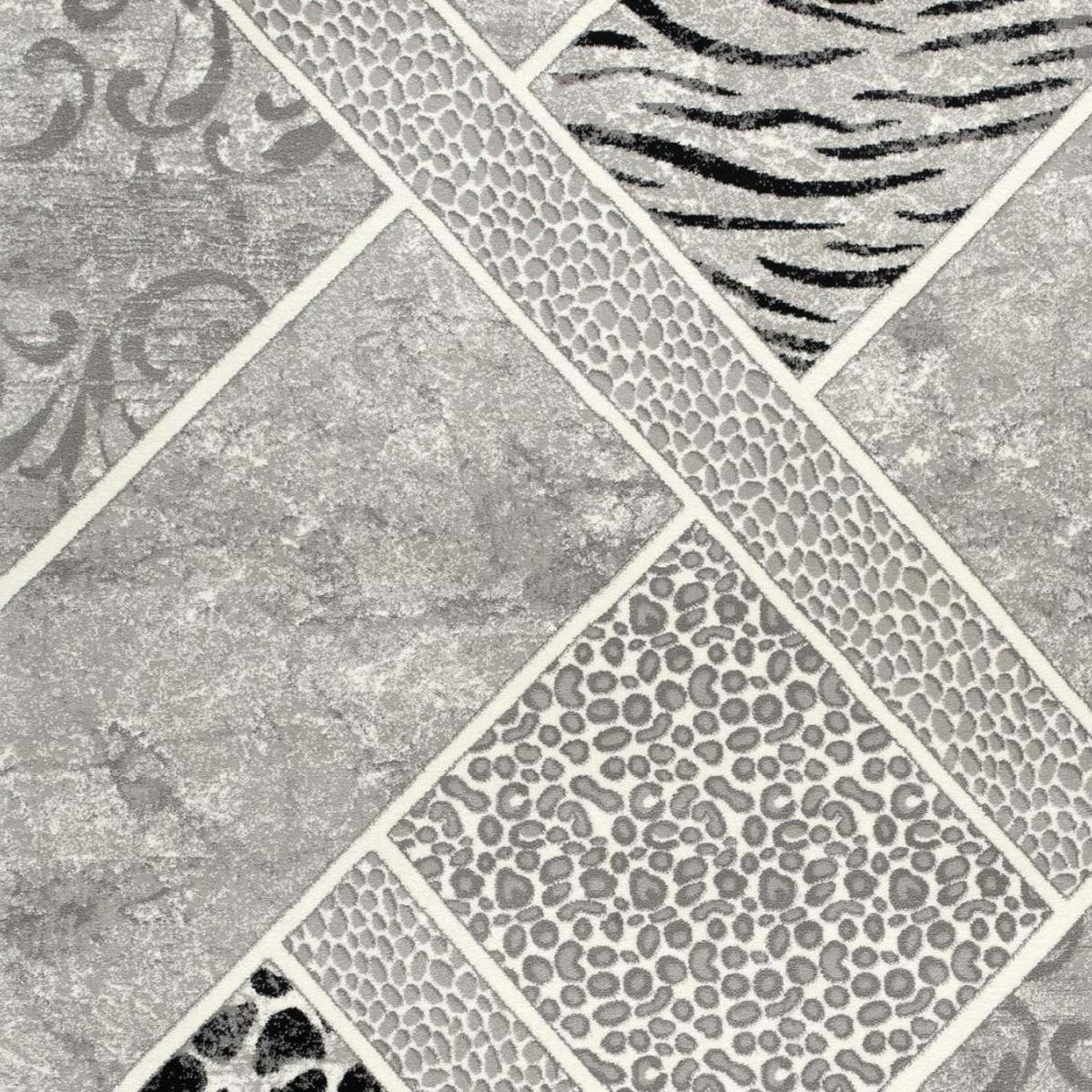 4' X 6' Grey Geometric Power Loom Stain Resistant Area Rug