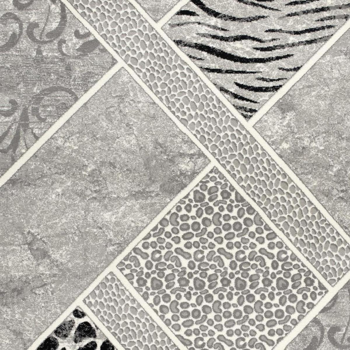 7' X 9' Grey Geometric Power Loom Stain Resistant Area Rug