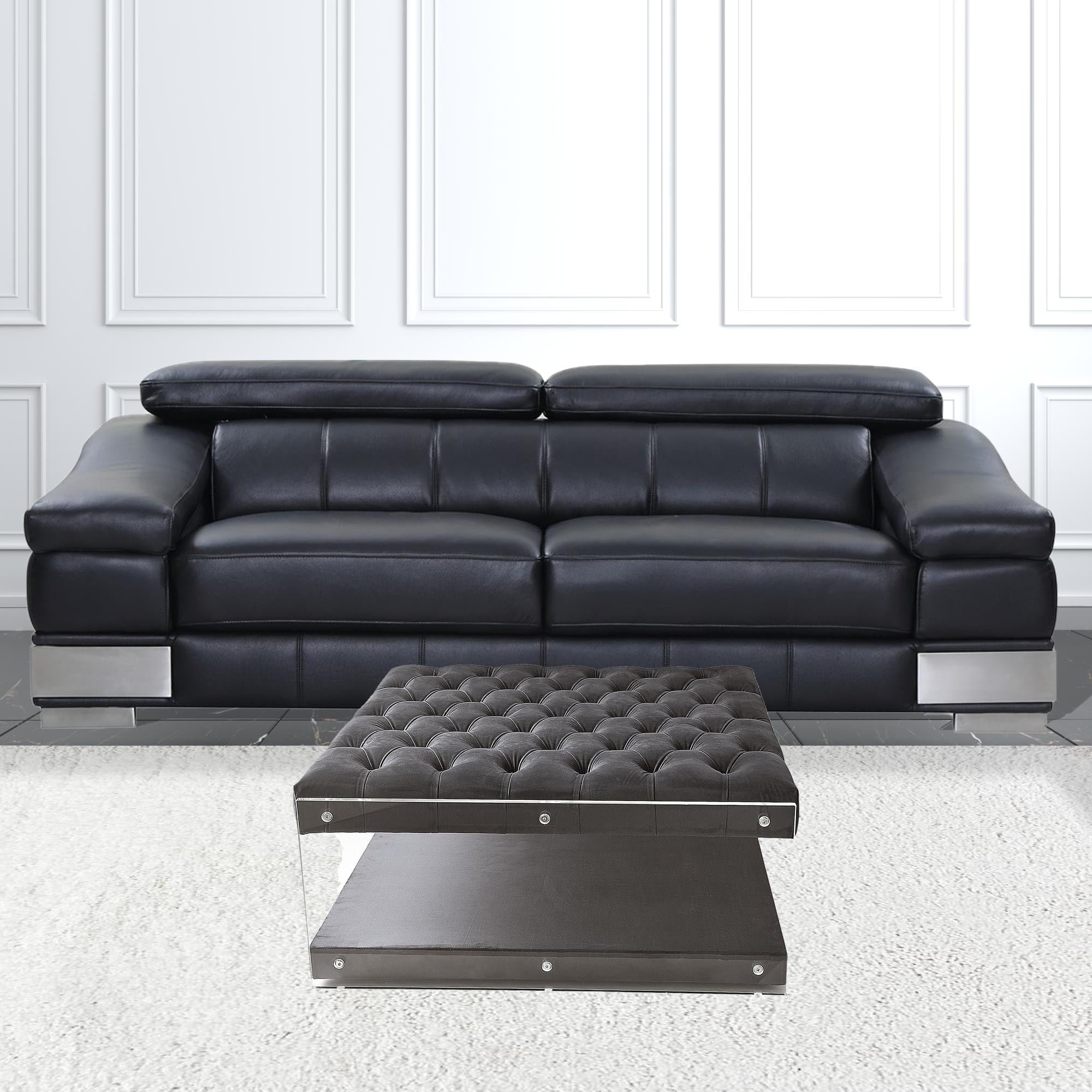 36" Gray Velvet Storage Ottoman