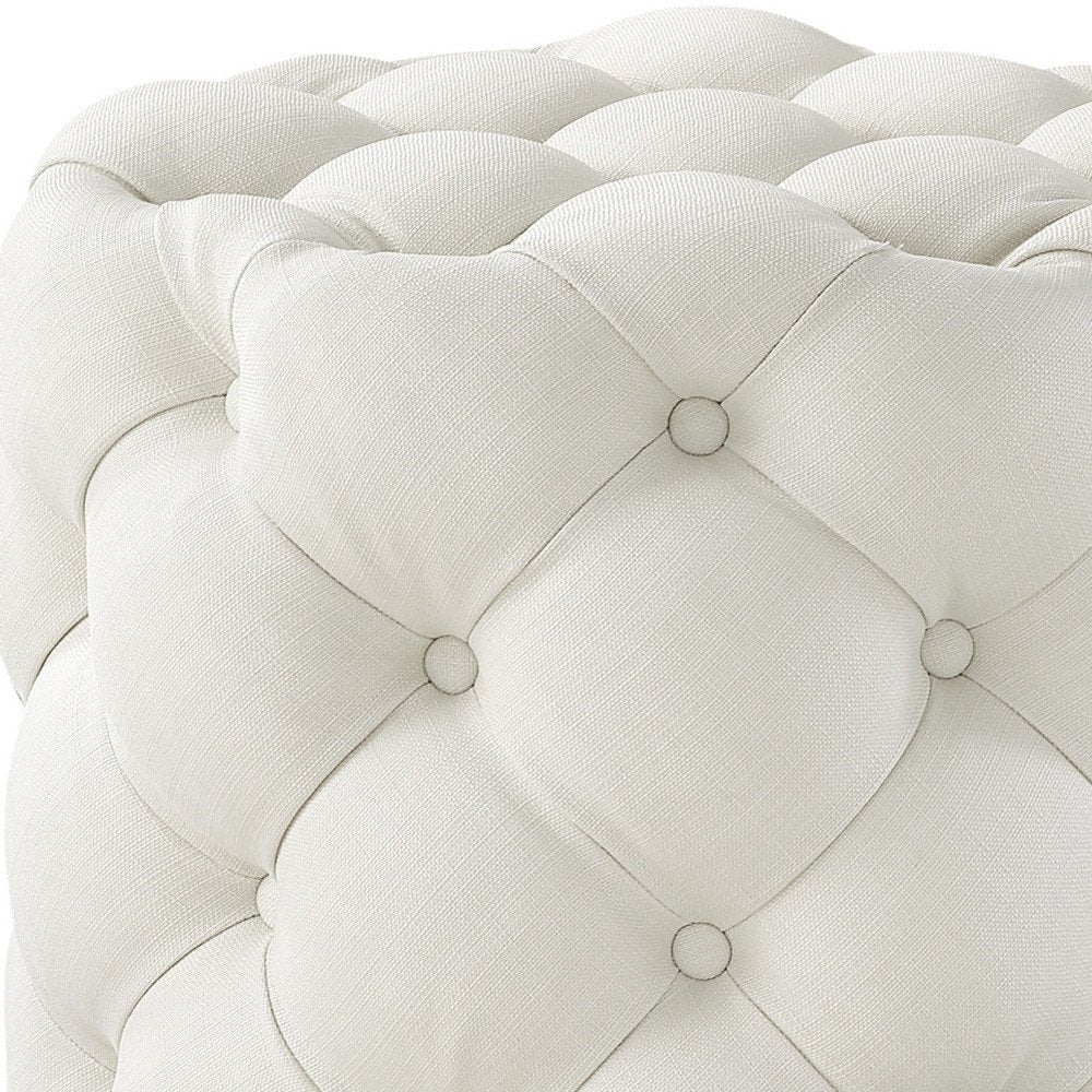 21" Blush Velvet Tufted Round Ottoman