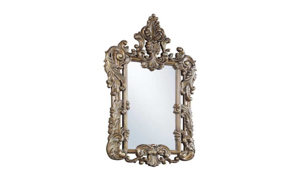 60" Brown & Gold Finish Irregular Dresser Mirror