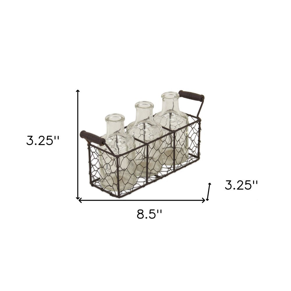 3" Brown Glass Decorative Bottle