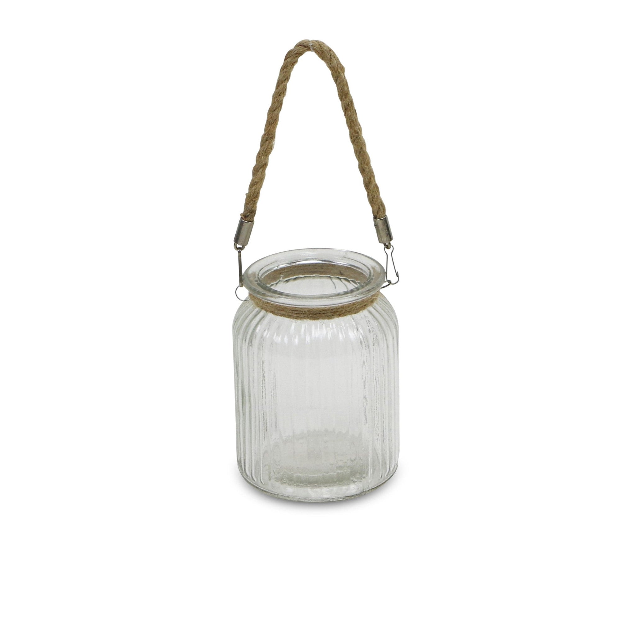 6" Clear and Brown Glass Tabletop Lantern Candle Holder