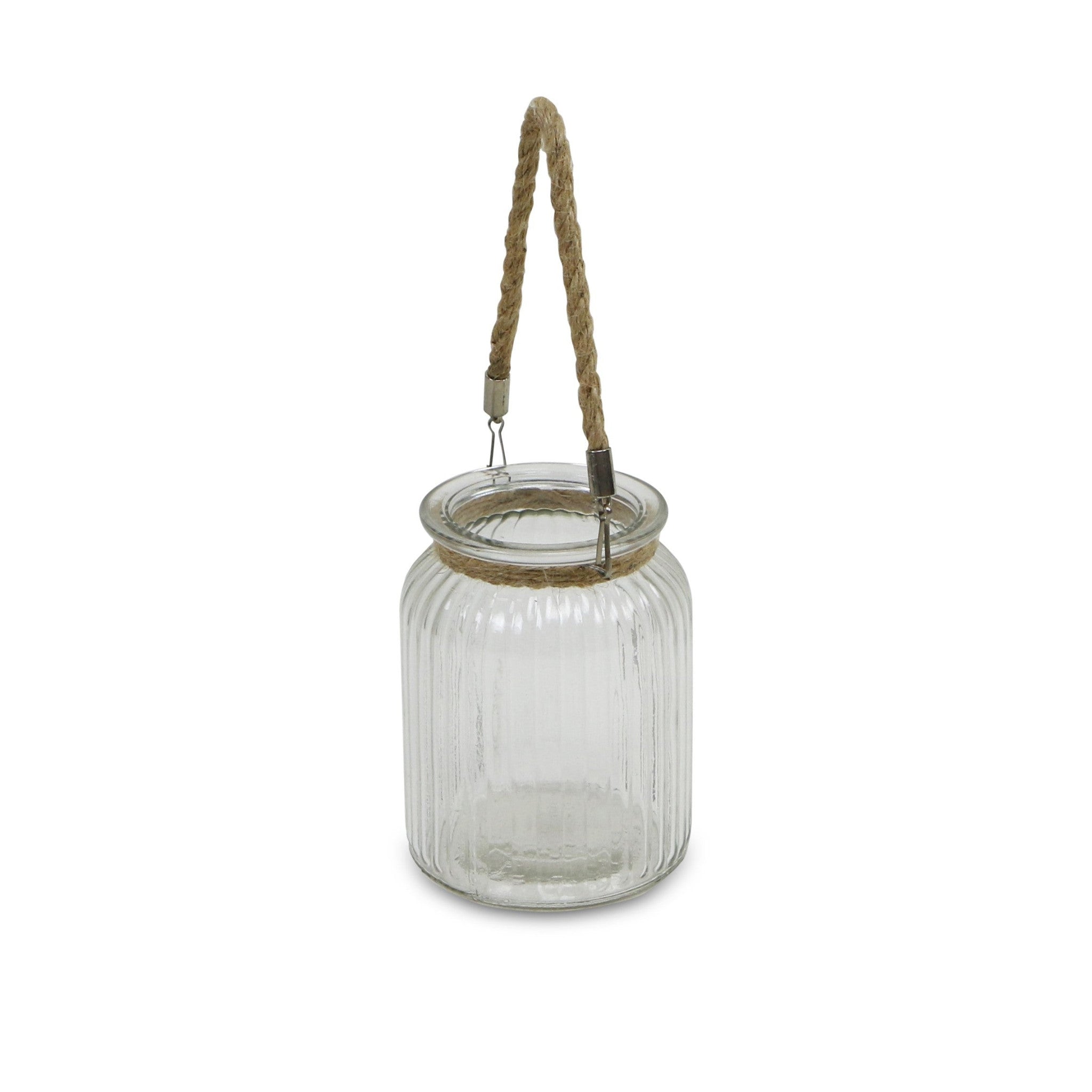 6" Clear and Brown Glass Tabletop Lantern Candle Holder