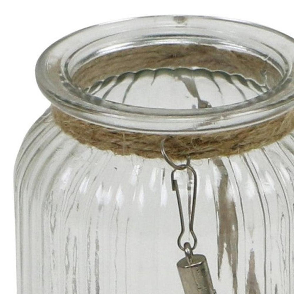6" Clear and Brown Glass Tabletop Lantern Candle Holder