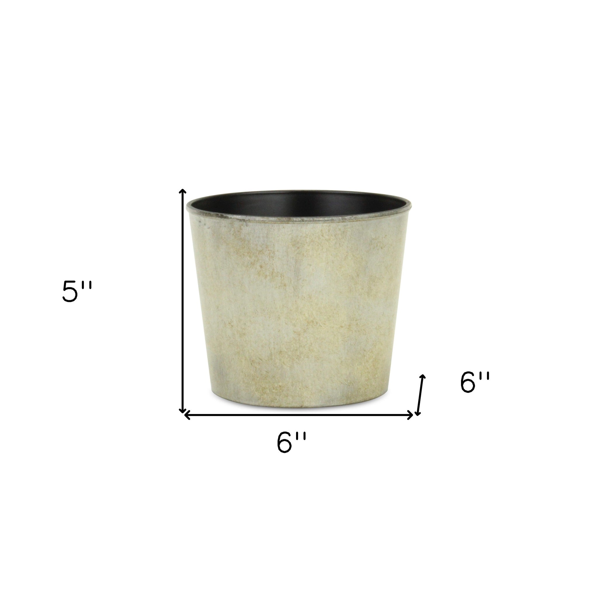 6" Gray Recycled Plastic Indoor Outdoor Round Pot Planter