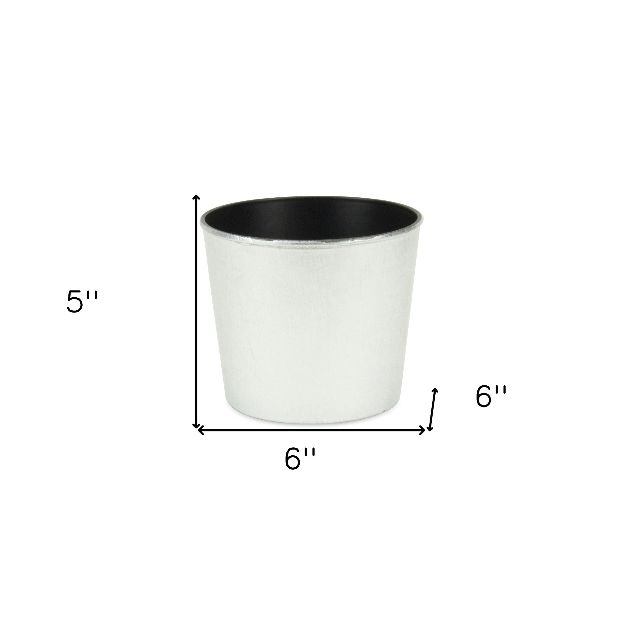 6" Silver Recycled Plastic Indoor Outdoor Round Pot Planter