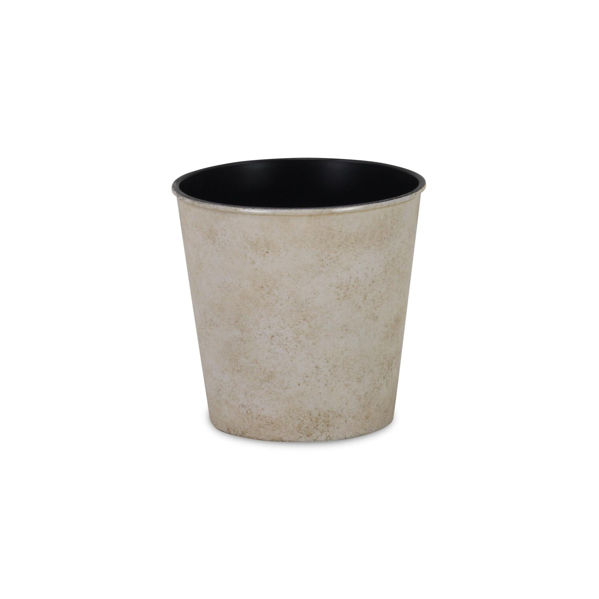 5" Cream Recycled Plastic Indoor Outdoor Round Pot Planter