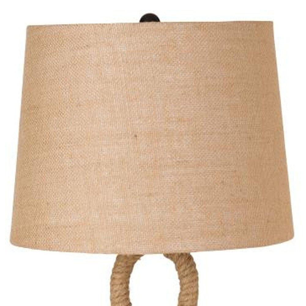 29" Black Ceramic Table Lamp With Brown Empire Shade