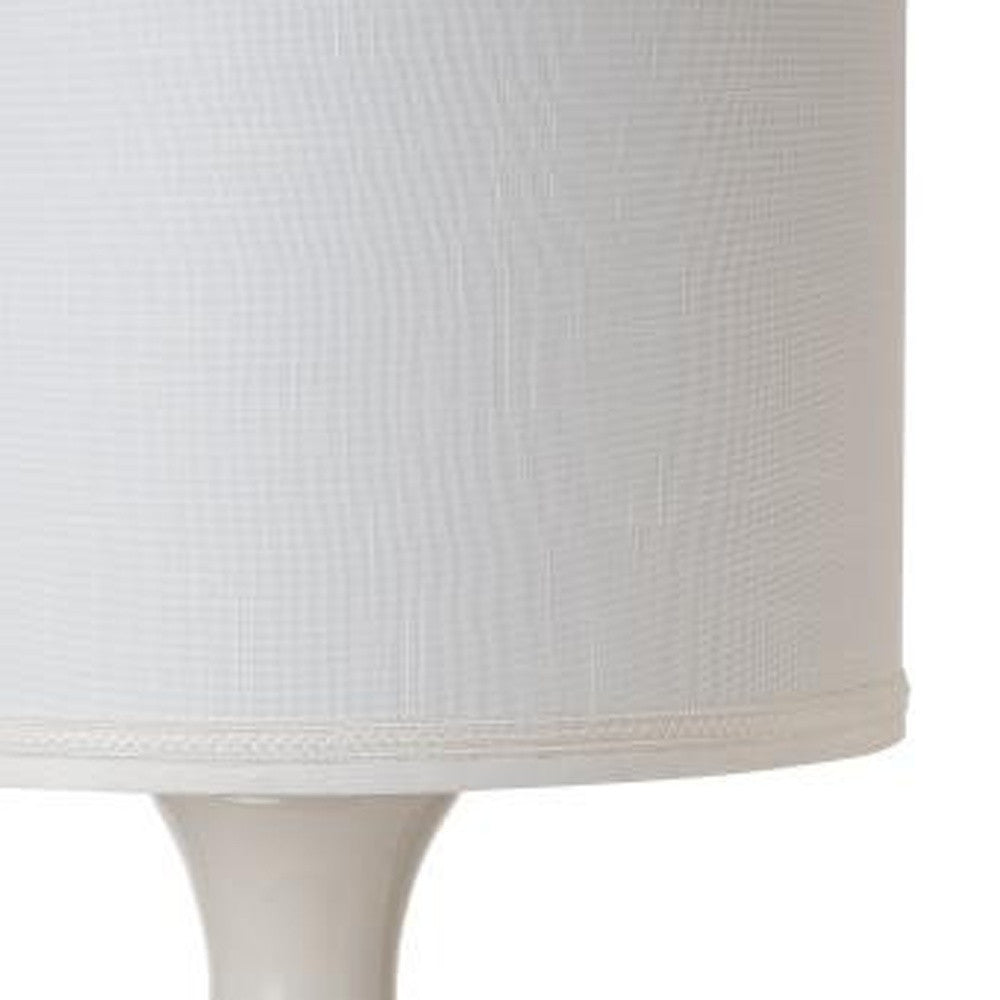 Set Of Two 34" Off White Ceramic Table Lamps With White Drum Shade