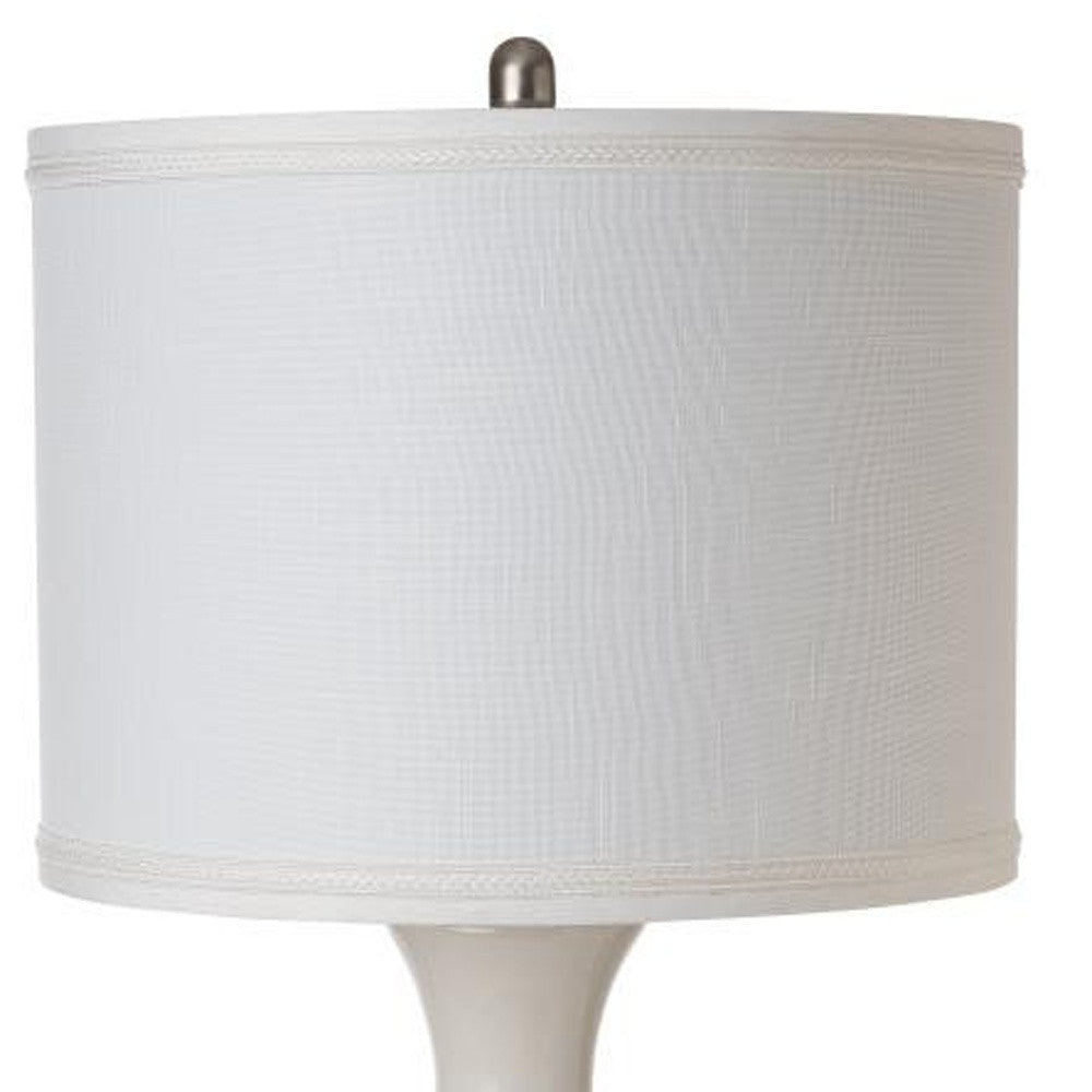 Set Of Two 34" Off White Ceramic Table Lamps With White Drum Shade