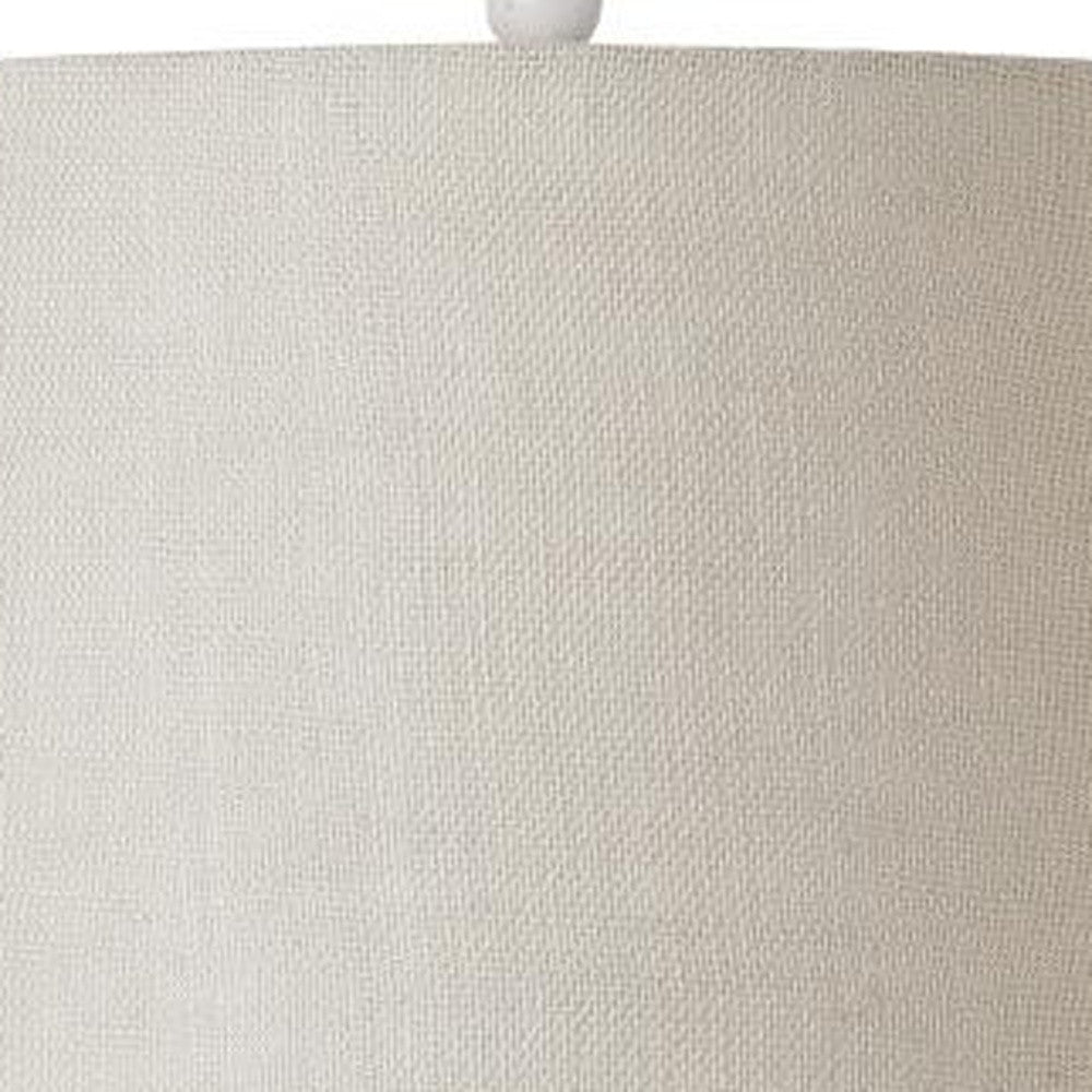 Set of Two 27" Natural White and Blue Novelty Table Lamp Coastal With Off White Empire Shade