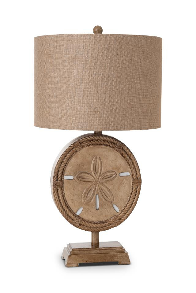 31" Brown Table Lamp With Tan Drum Shade