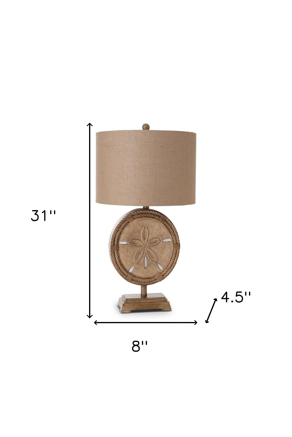31" Brown Table Lamp With Tan Drum Shade