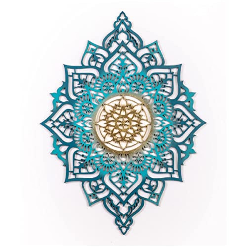 45" X 34" Turquoise Solid Wood