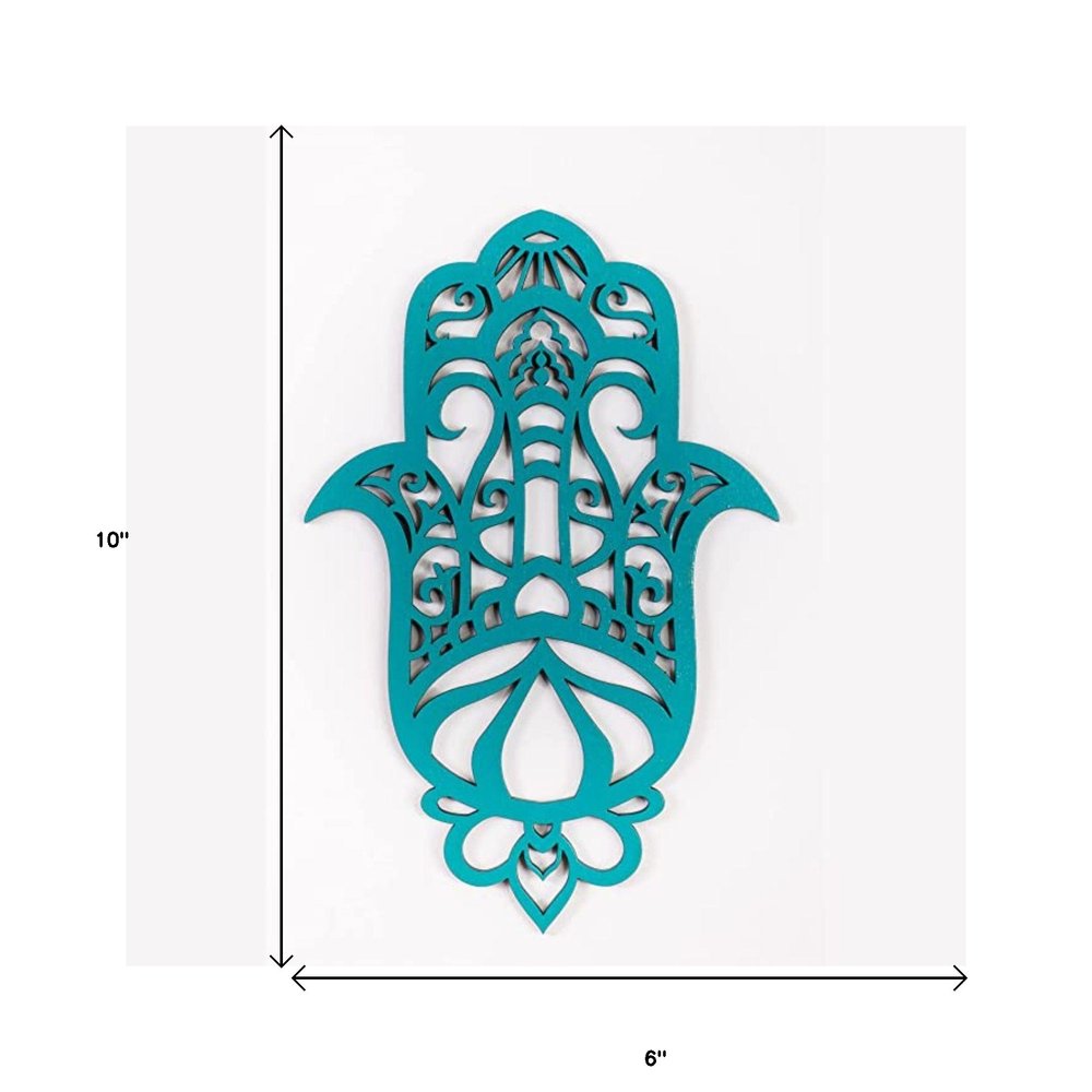 10" X 6" Turquoise Solid Wood Hanging Wall Decor
