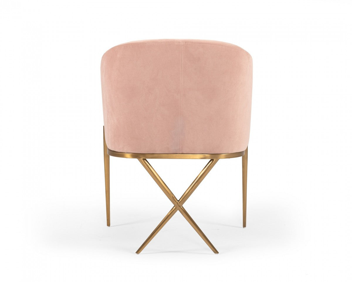 25" Pink And Gold Velvet Arm Chair