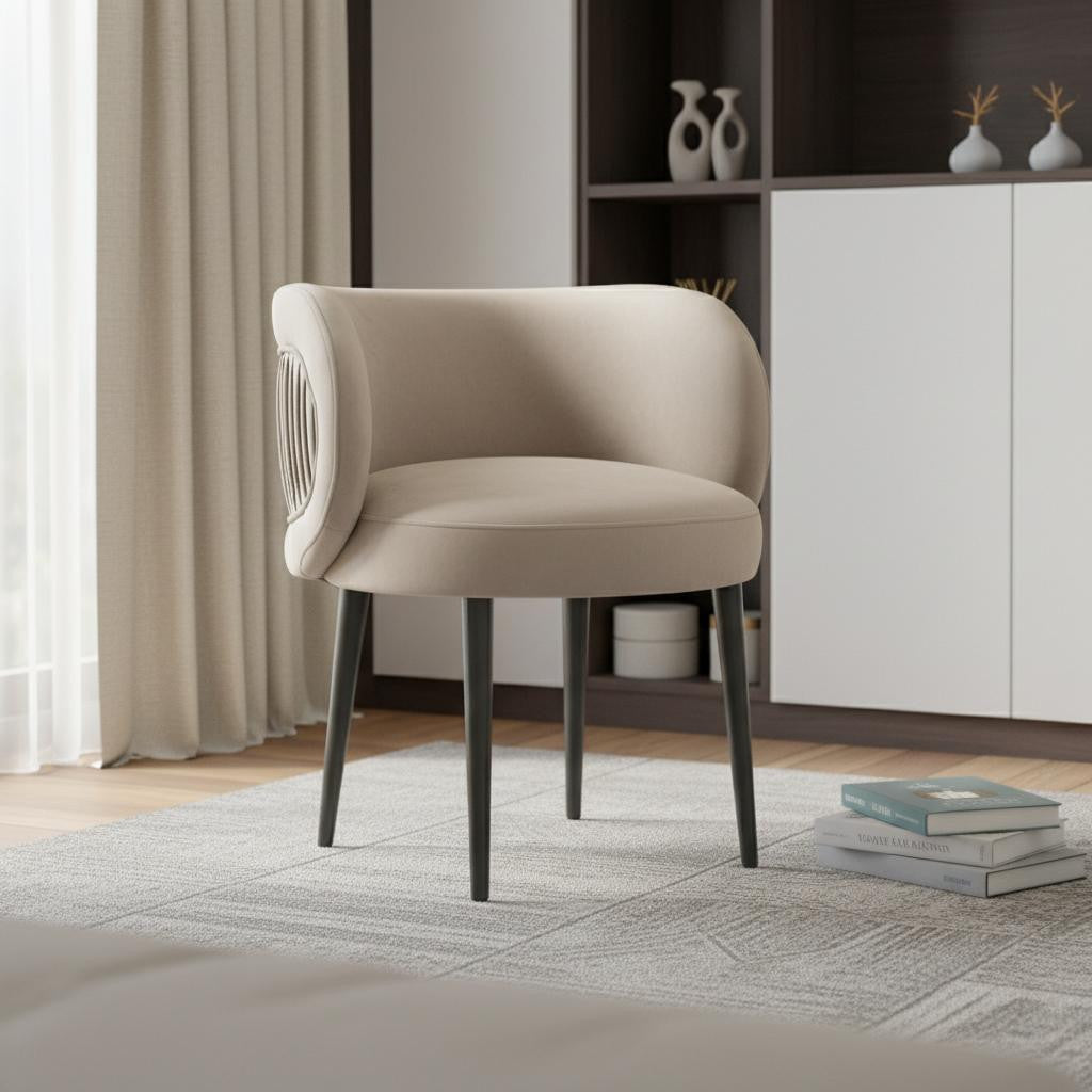 24" Gray And Black Velvet Arm Chair
