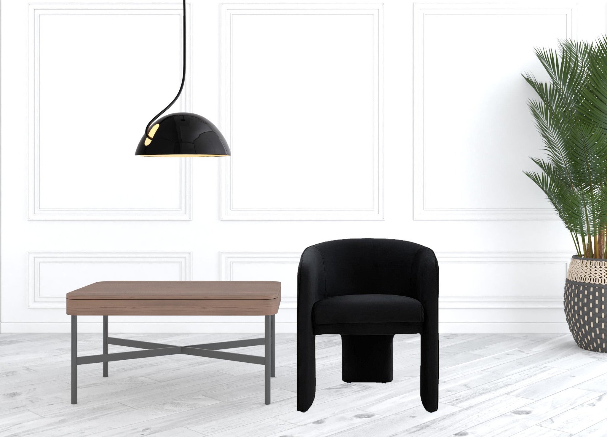 24" Black Velvet Barrel Chair