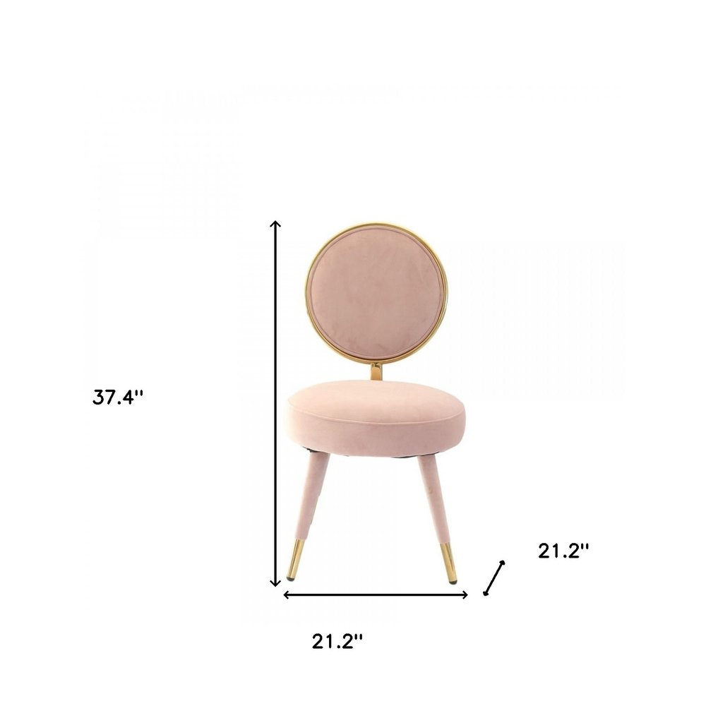 Set of Two 21" Pink And Gold Velvet Side Chair
