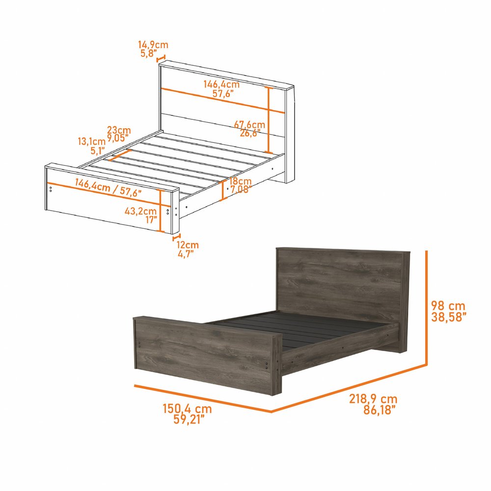 Dark Brown Wood Full Bed Frame