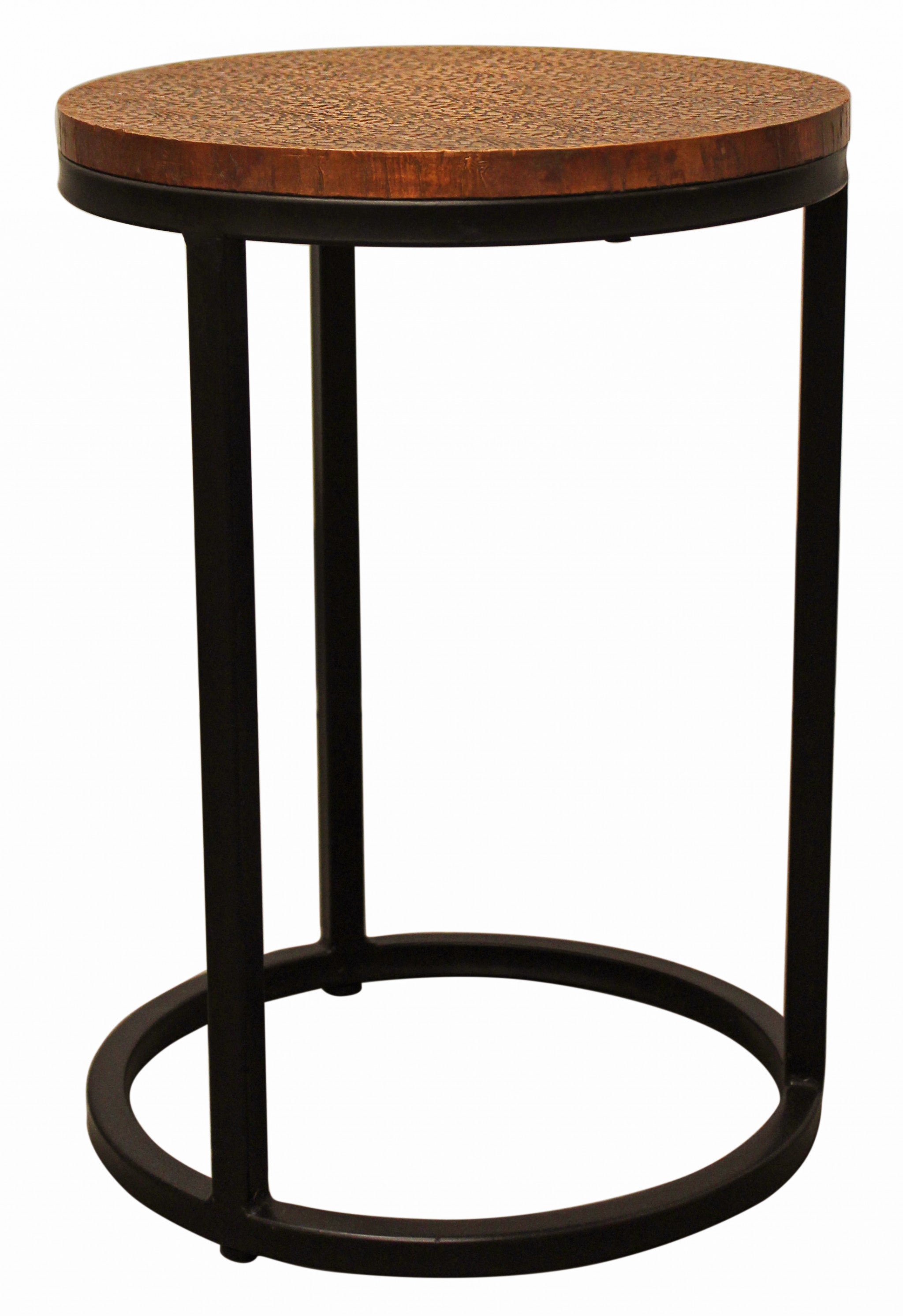 Set Of Three 19" Black And Copper Round Nested Tables