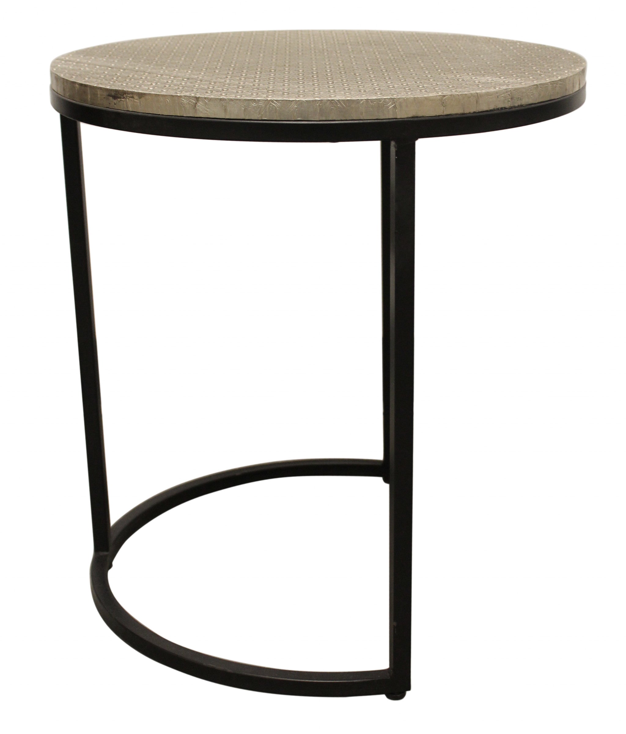 Set Of Three 19" Black And Silver Round Nested Tables