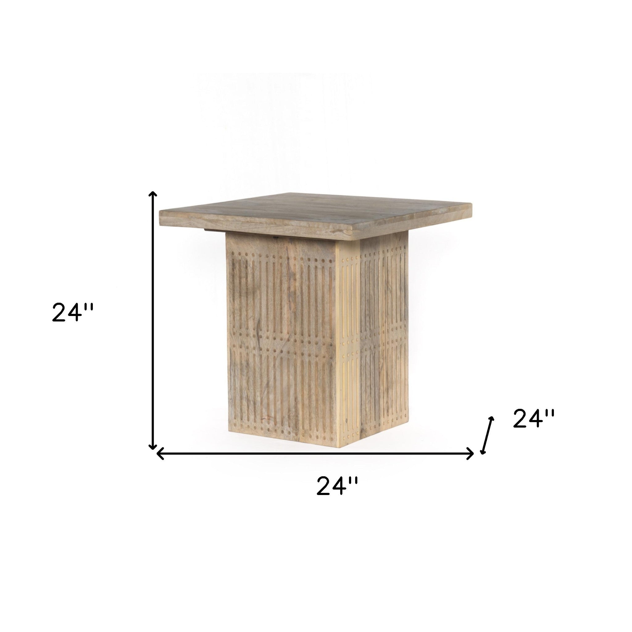 24" Brushed Ivory Solid Wood Square End Table