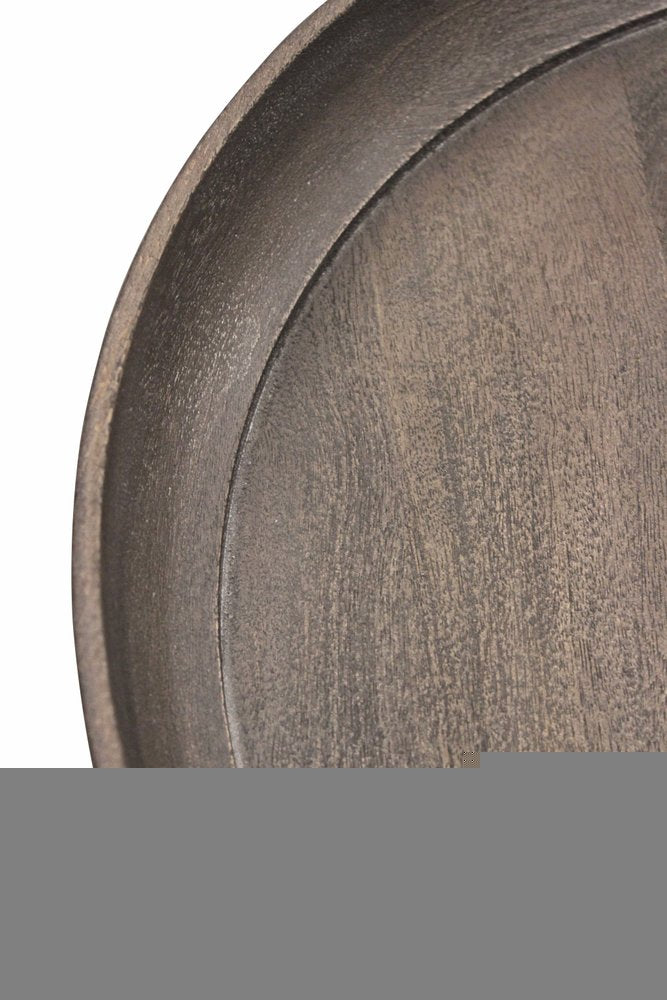 18" Black And Gray Solid Wood And Iron Round End Table