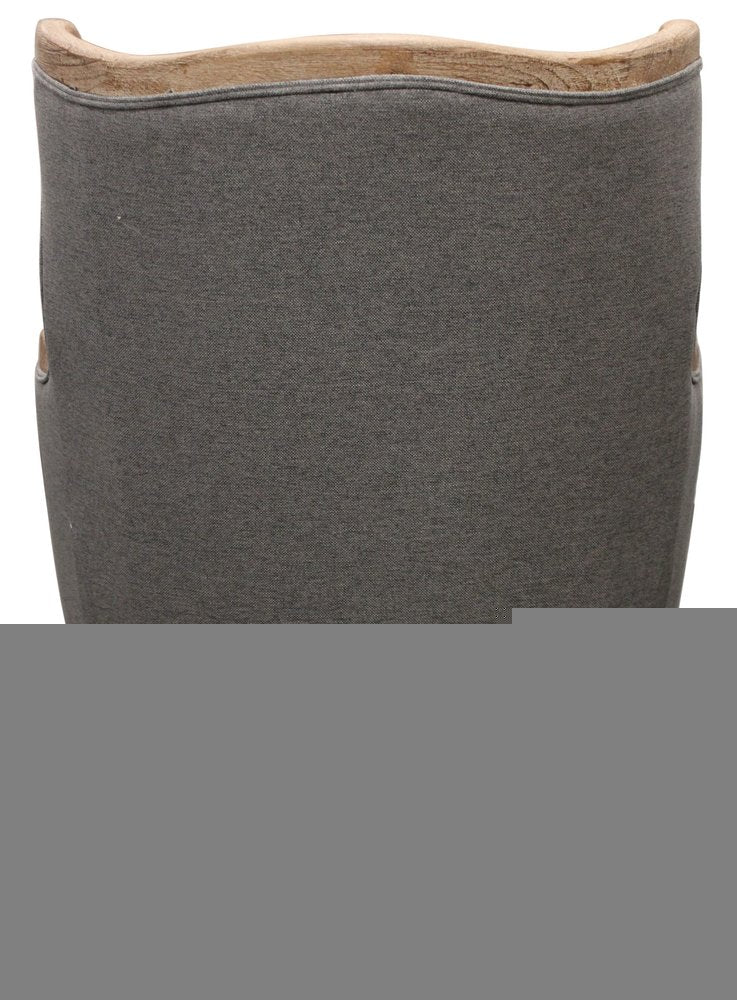 26" Gray Linen And Natural Solid Color Arm Chair