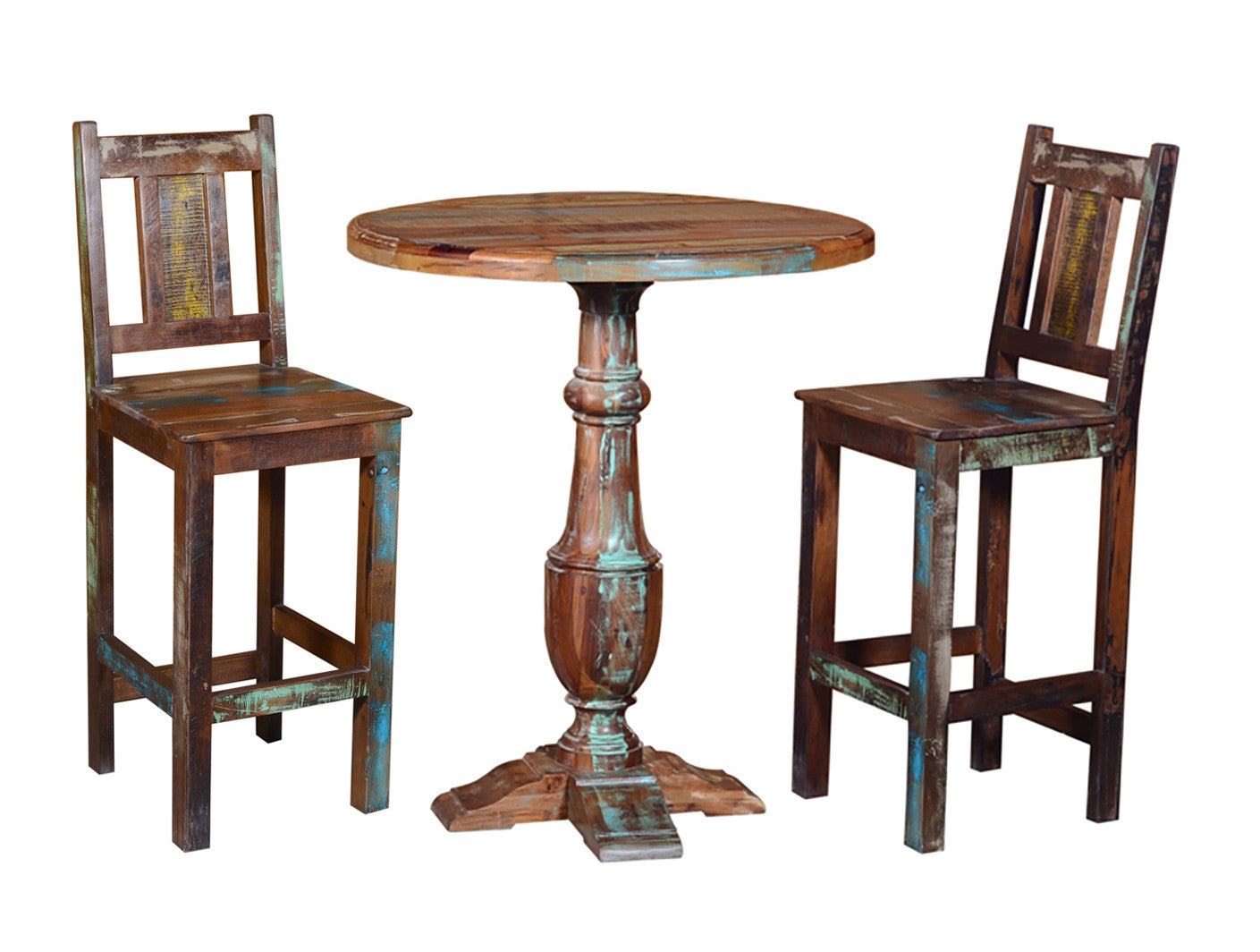 36" Brown Rounded Solid Wood Pedestal Base Dining Table